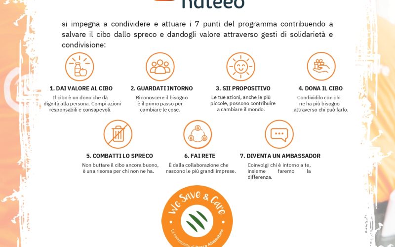 NATEEO ENTRA NELLA COMMUNITY WE SAVE & CARE DEL BANCO ALIMENTARE